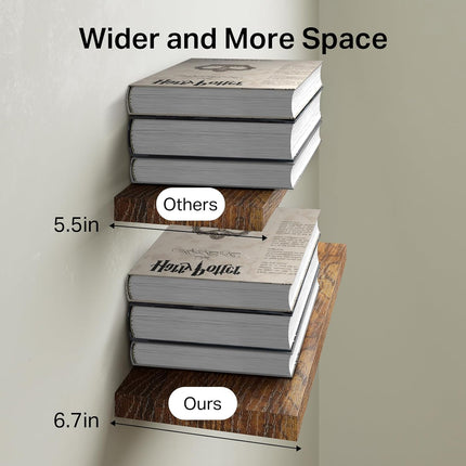 Floating Shelves Set of 2, 22.5 Inches Farmhouse Rustic Wood Wall Mounted Shelves for Bathroom, Bedroom, Living Room or Kitchen, Hanging Shelf Decor Book with 22Lbs Capacity, Rustic Brown