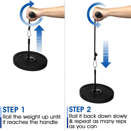 Wrist and Forearm Blaster, Build Massive Grip Strength & Muscles with Steel Wrist Roller & Forearm Roller, Heavy Duty Arm Blaster Fits 1" & 2" Weight Plates, Improve Lifting Power