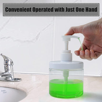 Pump Bottle Dispenser Plastic Refillable Bottles Wide Mouth Jar Style Empty Bathroom Shower Containers for Lotion Shampoo Conditioner (Clear, 2X 500Ml)