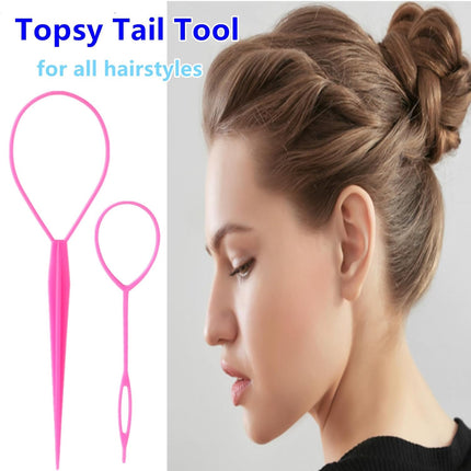 9Pcs Topsy Hair Tail Tool and Rat Tail Comb Set,6Pcs French Braiding Tool Ring,3Pcs Metal Parting Combs,Woman Girl Hair Styling (Pink,Purple, Black)