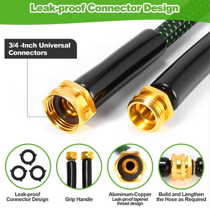 Garden Hose 50Ft, Non-Expanding Flexible Hose with 10 Function Nozzle, Lightweight, Kink Free, Sturdy, Leak-Proof, Portable, Water Hose 50Ft for Outdoor, Yard, Lawn, Car Wash and Camper Use