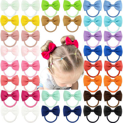 Toddler Hair Accessories - 40Pcs 2.75" Elastics Rubber Ribbon Bands, Bows for Baby Girls, Kids & Children