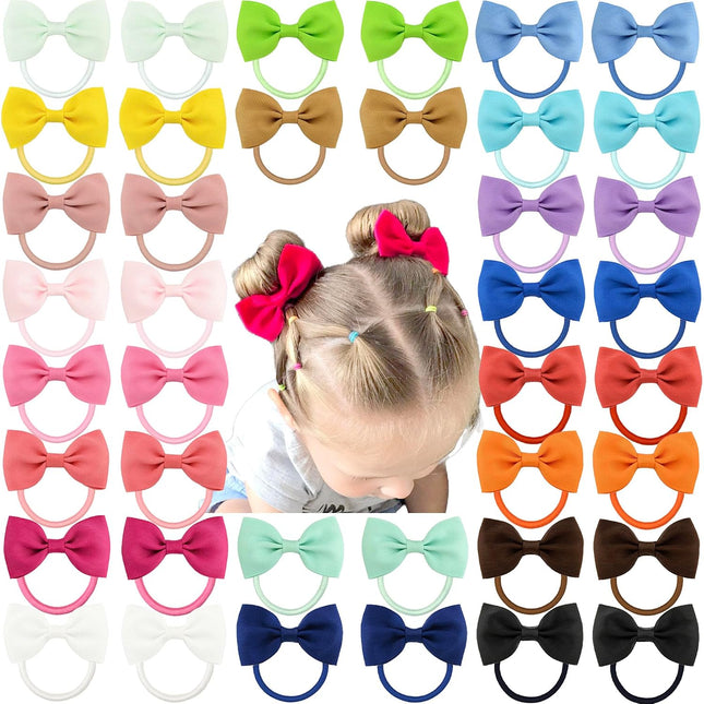 Toddler Hair Accessories - 40Pcs 2.75" Elastics Rubber Ribbon Bands, Bows for Baby Girls, Kids & Children