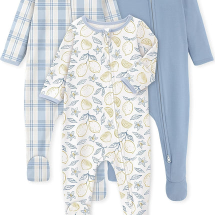 Baby Pajamas 100% Organic Cotton Baby Sleepers for Newborn 0-3 3-6 6-9 Months Boys Girl Clothes 3Pcs Footed Pjs