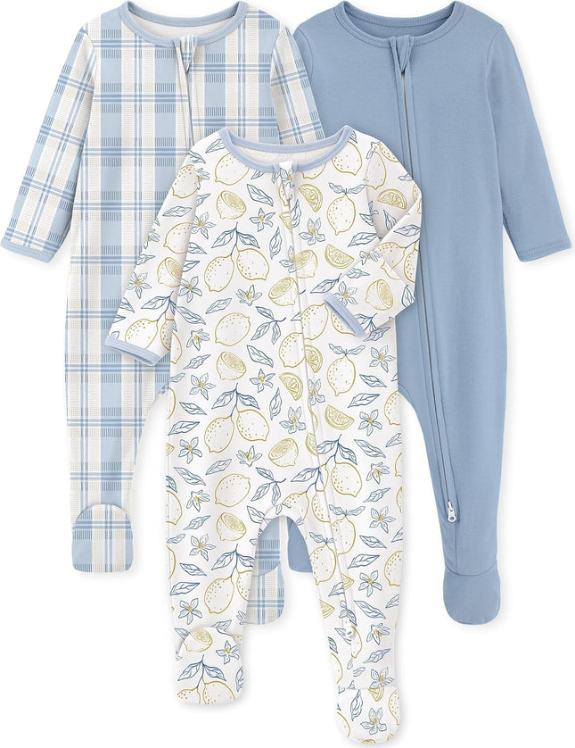 Baby Pajamas 100% Organic Cotton Baby Sleepers for Newborn 0-3 3-6 6-9 Months Boys Girl Clothes 3Pcs Footed Pjs