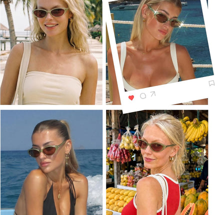 Retro Oval Sunglasses for Women Men 2026 Y2K Wrap around 90S Shades VL9956