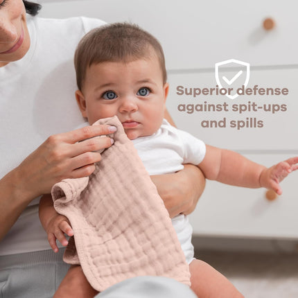 Muslin Burp Cloths 20" X 10", Pack of 10 - Large, 6-Layer, Ultra Absorbent 100% Cotton for Baby Drool and Messes - Soft, Safe & Gentle Baby Burp Cloths for Boys & Girls - Multi