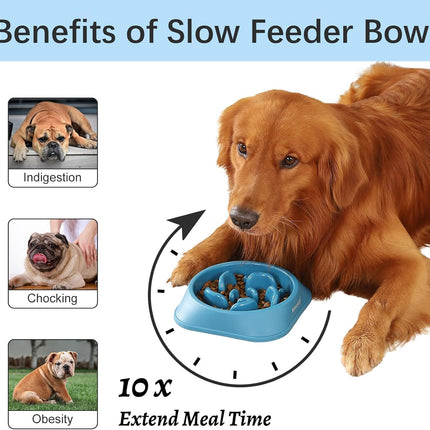 Slow Feeder Dog Bowls 2PCS, Anti-Choking Puzzle Dog Food Bowls, Anti-Slip Interactive Feeding Slow down Eating, Bloat Stop Maze Dishes for Medium Breeds