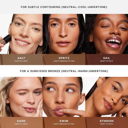 Dew Bronze - Hydrating Liquid Bronzer Stick for a Sun Kissed Glow - Liquid Contour Stick Infused with Nourishing Skin Care Ingredients - Sculpted Face Makeup Essential - Salt (0.4 Oz)