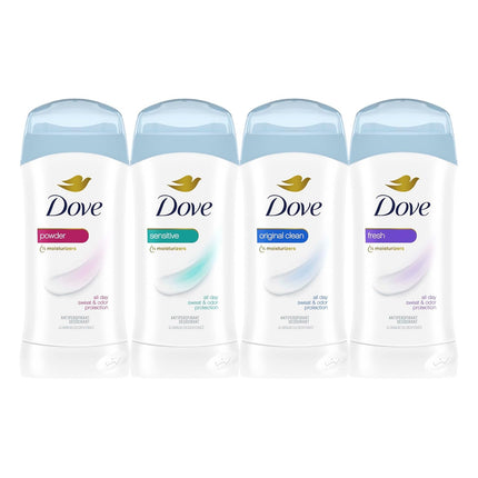 Dove Antiperspirant Stick, All Day Sweat Control, Kind to Skin, Alochol Free, Scent: Original Clean, Size: 2.6 Oz (2 Pack)