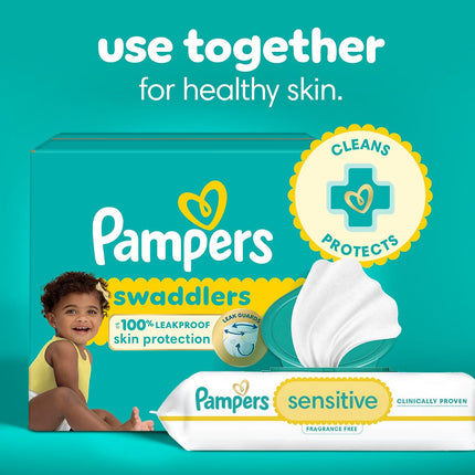 Sensitive Baby Wipes, Clinically Proven, Fragrance Free, Unscented, Water Based, Hypoallergenic, Multi-Use, Hand Wipes 1344 Wipes Total (24X Flip-Top Packs) [Packaging May Vary]