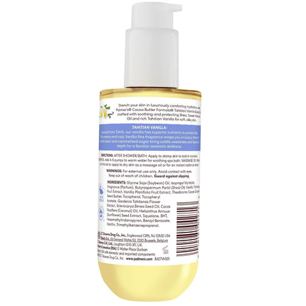 Cocoa Butter Formula Body Oil, Moisture Drenching Tahitian Vanilla, 6.5 Oz, 72Hr Hydration with Shea Butter & Vitamin E for Softer Skin, Protects & Soothes Dryness, Dermatologist Approved