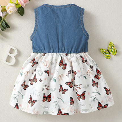 Toddler Baby Girl Outfits Summer Dresses Sleeveless Infant Denim Sundress Jeans Dress for Girl Clothes