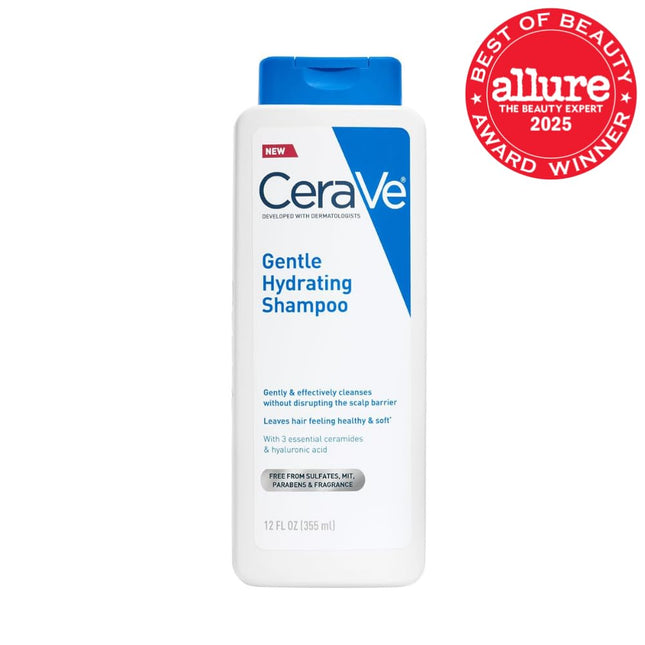 Gentle Hydrating Shampoo, with Ceramides, Niacinamide & Hyaluronic Acid for Soft, Healthy Looking Hair & Scalp, Sulfate Free & Color Safe Shampoo, for All Hair Types, 12 Oz