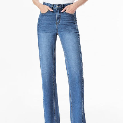 Women'S Wide Leg Jeans High Waisted Stretchy Raw Hem Zimbaplatinum Denim Pants