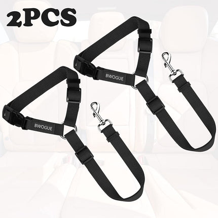2 Packs Dog Cat Safety Seat Belt Strap Car Headrest Restraint Adjustable Nylon Fabric Dog Restraints Vehicle Seatbelts Harness