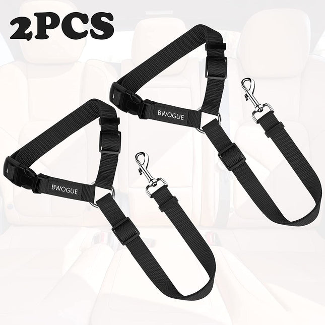 2 Packs Dog Cat Safety Seat Belt Strap Car Headrest Restraint Adjustable Nylon Fabric Dog Restraints Vehicle Seatbelts Harness