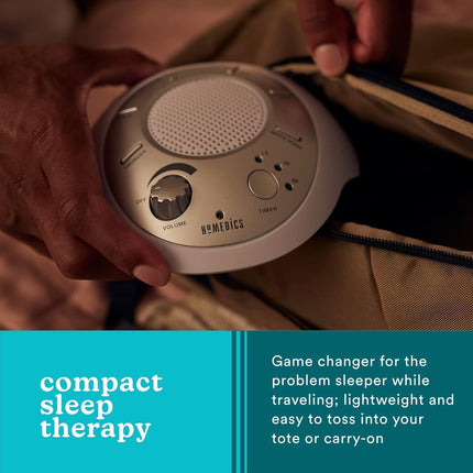 Soundsleep White Noise Sound Machine, Silver, Small Travel Size with 6 Relaxing Nature Sounds, Portable Therapy for Home, Office, Nursery, Auto-Off Timer