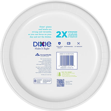 Dixie Large Paper Plates, 10 Inch, 2X Stronger*, Microwave-Safe, Soak-Proof, Cut Resistant, Disposable Plates for Everyday Breakfast, Lunch, & Dinner Meals, 54 Count (Pack of 2)