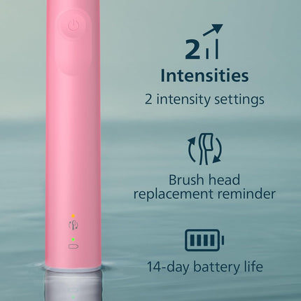 4100 Series Electric Toothbrush - Sonic Toothbrush with Advanced Sonic Technology, Pressure Sensor, Two Intensity Settings, Smartimer & Quadpacer, Deep Pink, Model HX3681/26