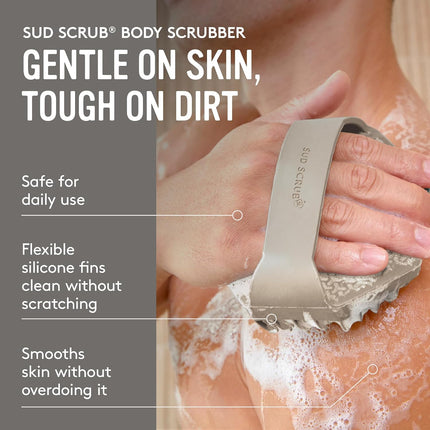 ® Antimicrobial Silicone Body Scrubber, Exfoliating Body Brush for Sensitive Skin, Antibacterial Shower Scrubber for Body, Bathroom Essentials for Men & Women, Clay