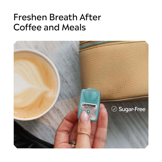 Listerine Travel Essentials Cool Mint Pocketpaks Breath Strips, Travel Size Mini Mouthwash Breath Fresheners Party Favor Goodie Bag Strips Kill 99% of Bad Breath Germs, 3 Pack of 24 Ct