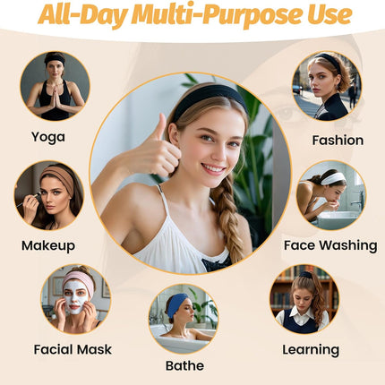 Headbands for Women - 6 Pack Wide Elastic Hair Bands | Stretchy Sweatbands Hair Bands | Soft Sports Thin Head Bands | Non-Slip Accessories Bands for Fashion, Washing Face, Workouts, Yoga, Daily Use
