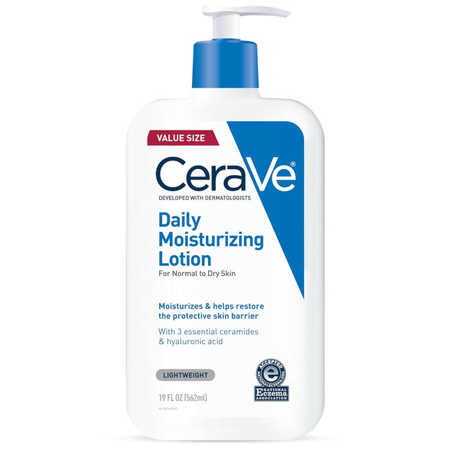 Daily Moisturizing Lotion for Dry Skin, Body Lotion & Face Moisturizer with Hyaluronic Acid and Ceramides, Daily Moisturizer, Fragrance Free, Oil-Free, 19 Ounce