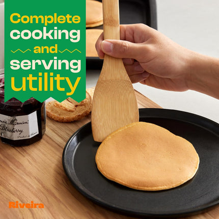 Bamboo Cooking Spoons 6-Piece – Wooden Cooking Utensils Set with Wooden Spoons for Cooking & Spatulas Wooden Utensil Sets – Premium Kitchen Utensils Set – Durable First Apartment Essentials