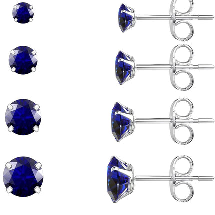 6 Pairs Stud Earrings Set, Hypoallergenic Cubic Zirconia 316L Earrings Stainless Steel CZ Earrings 3-8Mm (Steel Color)