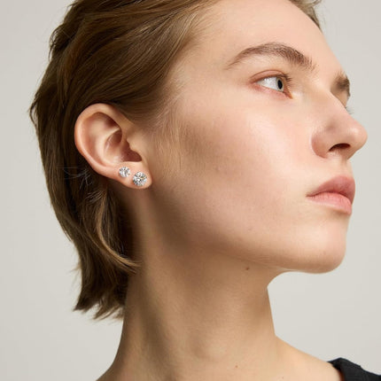 6 Pairs Stud Earrings Set, Hypoallergenic Cubic Zirconia 316L Earrings Stainless Steel CZ Earrings 3-8Mm (Steel Color)