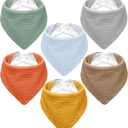 Muslin Baby Bibs,Soft Triangular Baby Bandana Drool Bibs for Baby Boy Girl,Solid Colors Bib for Drooling Teething