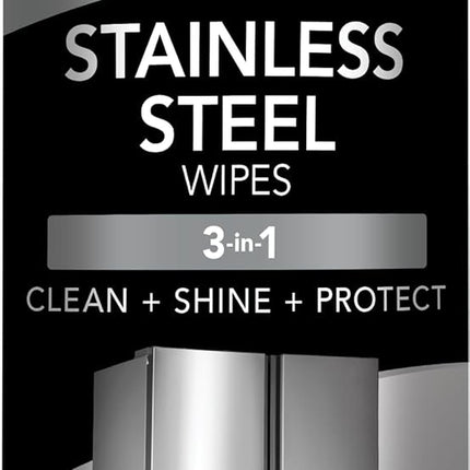Stainless Steel Cleaner, 30 Count Wipes, Anti-Fingerprint, Removes Grease, Water Spots, Streaks & Residue, Polishing Cleaner Safe for Appliances, Chrome, Sinks & Grill Exteriors