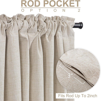 Linen Textured Total Blackout Curtains for Bedroom 84 Inches Long, Back Tab/Rod Pocket Living Room Drapes, Thermal Insulated Blackout Curtains 2 Panels Set, 50" W X 84" L, Cream