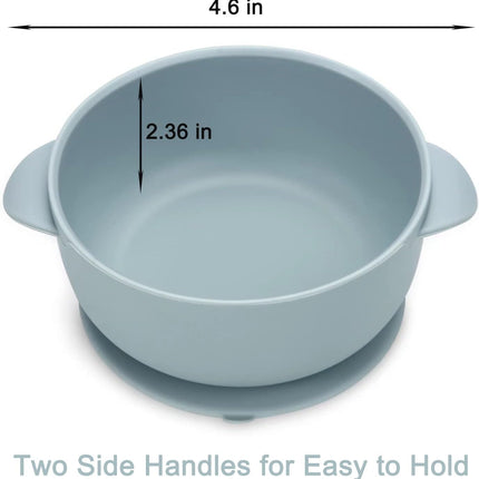 Silicone Baby Feeding Set| 2 Divided Suction Plate + 2 Suction Bowl + 2 Tiny Cup with 2 Spoons| Baby Led Weaning Supplies Self Feeding Utensils (Blue White)