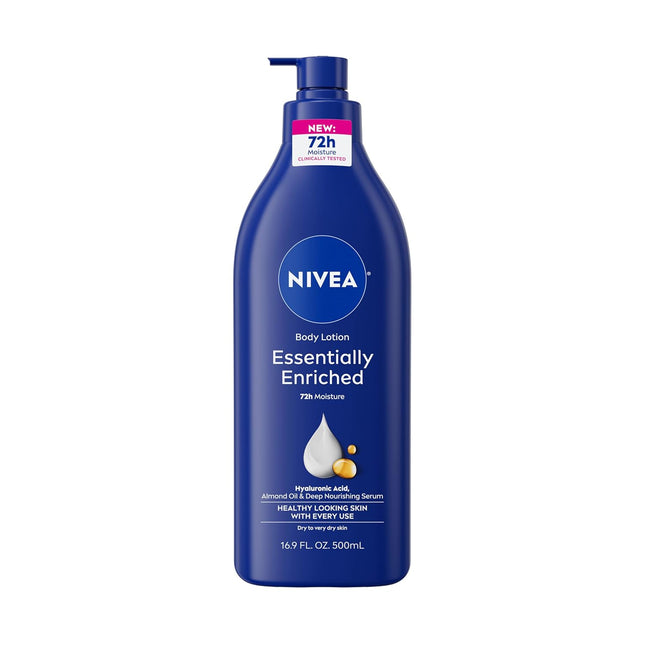 Essentially Enriched Body Lotion for Very Dry Skin with Hyaluronic Acid, Almond Oil and Deep Nourishing Serum, 72-Hour Body Moisturizer, 16.9 Fl Oz Pump Bottle