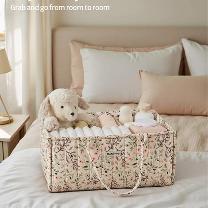 Floral Diaper Caddy Organizer, Stylish Nursery Storage Basket, Diaper Bag,Gift for Baby Shower, Baby Registry Must Have, Newborn Essentials, Pastoral Daisy