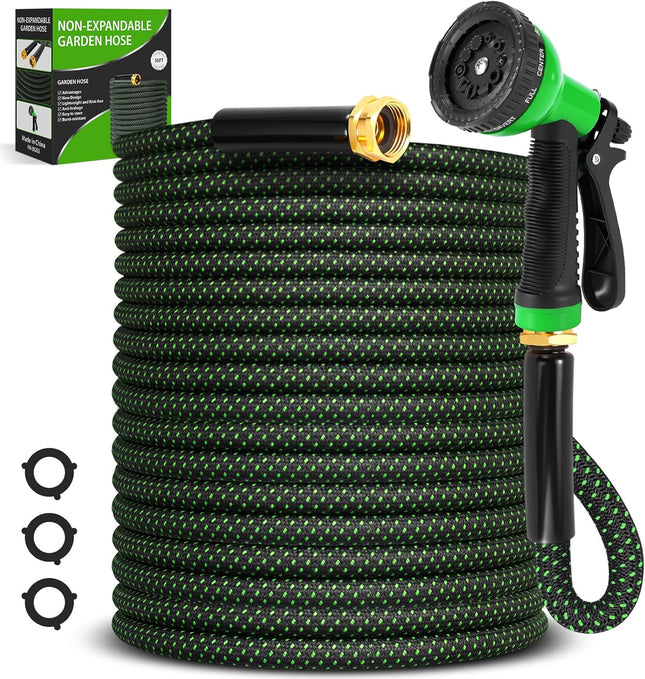 Garden Hose 50Ft, Non-Expanding Flexible Hose with 10 Function Nozzle, Lightweight, Kink Free, Sturdy, Leak-Proof, Portable, Water Hose 50Ft for Outdoor, Yard, Lawn, Car Wash and Camper Use