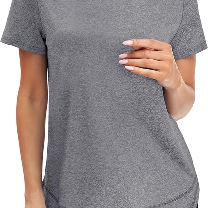 Womens Workout Tops Short Sleeve Shirts Sun Protection UPF 50+ Quick Dry Outfits for Hiking Running S-3XL