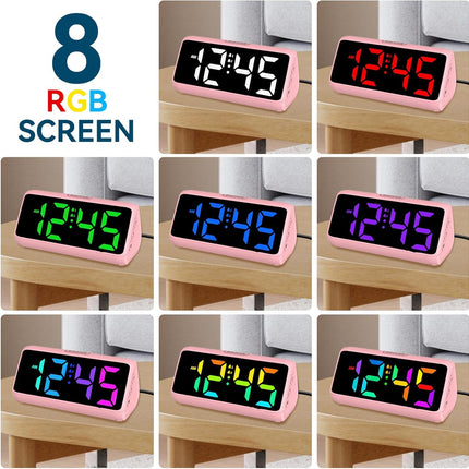 Loud Alarm Clock for Heavy Sleepers, RGB Alarm Clocks for Bedrooms Seniors Kids, Plug in Digital Clock with 5 Dimmers, 2 Alarms, 4 Volumes and Snooze