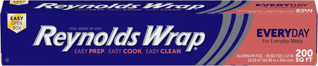 Wrap Everyday Strength Aluminum Foil Roll, Freezer Safe and Grill Safe, Great for Foil Packets and Home Cooking, 12 Inches Wide, 200 Total Sq. Ft.