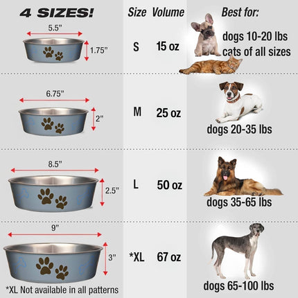 Bella Dog Bowls - Stainless Steel Dog & Cat Bowls - Spill Proof Dog Food Bowl, Cat Bowl, Puppy Essentials & Pet Supplies Great for Home & Travel (Small 10-20 Lbs, Blueberry)