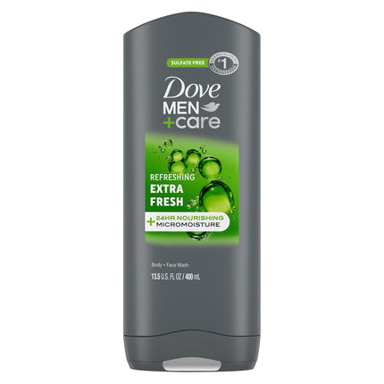 DOVE Men + Care Body Wash and Face for Fresh, Healthy-Feeling Skin Extra Fresh Cleanser That Effectively Washes Away Bacteria While Nourishing Your 13.5 Oz
