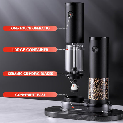 Electric Salt and Pepper Grinder Set Automatic Battery Pepper Mill Shakers Adjustable Coarseness Upgraded Larger Capacity with Led Home and Kitchen Appliances Birthday Gifts for Women Men