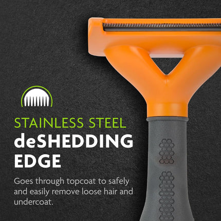 Medium Dog Undercoat Deshedding Tool, Long Hair, Reduces Loose Hair from Shedding
