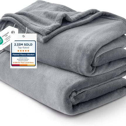 Bedsure Gentlesoft Fleece Bed Blankets Queen Size Grey - Soft Warm Outdoor Picnic Blanket for Camping Travel Lightweight Cozy Anti-Static, Room Home Decor Gifts for Husband and Men, 90X90 Inches