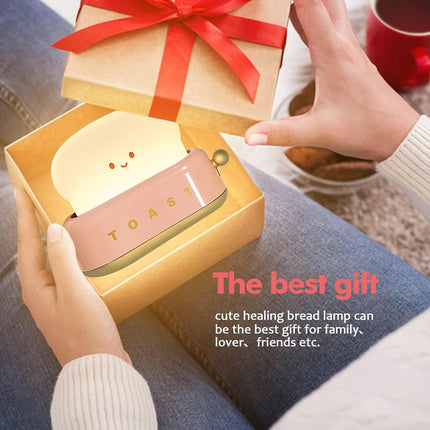 Cute Desk Decor Toaster Lamp, Kawaii LED Toast Bread Night Light Rechargeable and Portable Light with Timer, Christmas Gifts Ideas for Baby Kids Girls Teens Teenages