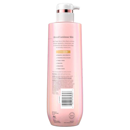 Super Serum Body Wash for Extra Dry Skin, 24Hr Long Lasting Rich Hydration, 5+ Ingredient Complex for Bright, Even, Firm, & Luminous Skin, with Collagen Peptide, Vitamin C & Shea Butter, 20 Fl Oz
