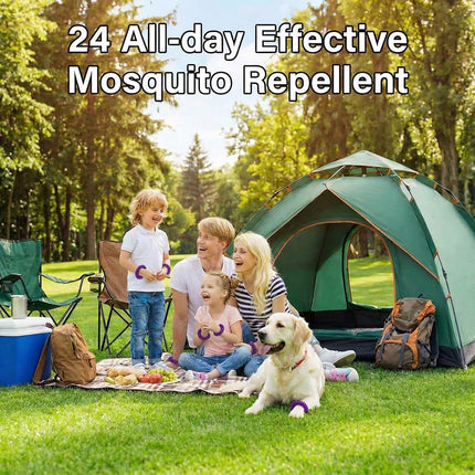 12 Pack Mosquito Repellent Bracelets for Adults & Kids, Individually Wrapped, DEET Free, Natural and Waterproof Band