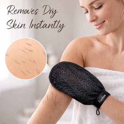 Exfoliating Gloves 2 Pcs, Korean Exfoliating Mitt, Body Scrub for Dead Skin Remover, Exfoliating Body Scrubber for Bath Shower, Body Exfoliator Scrubber, Moroccan Exfoliate Glove, Women Men (Black)
